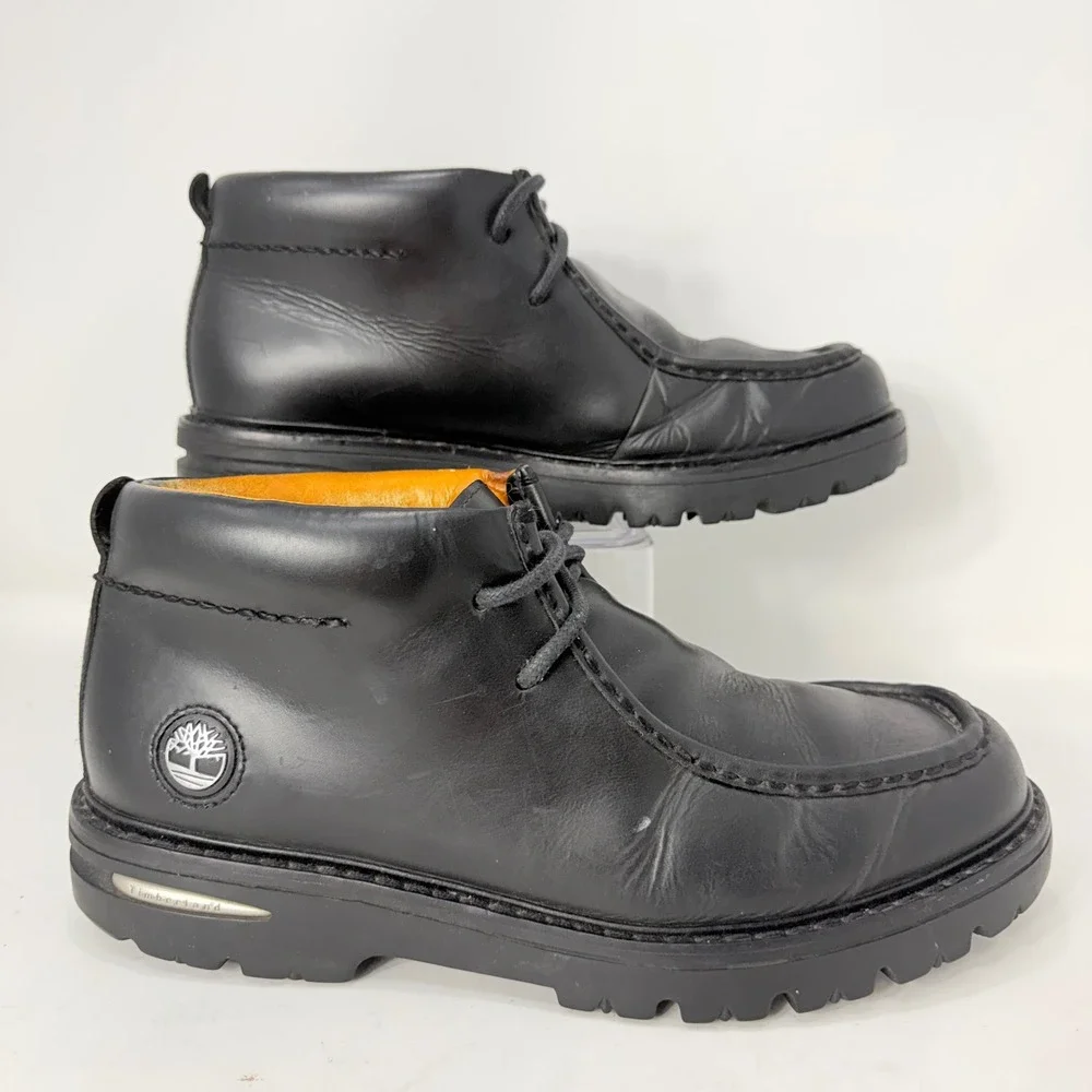 Timberland 17004 Mens Black Leather Moc Toe Chukka Lug Sole Boots 11.5 M